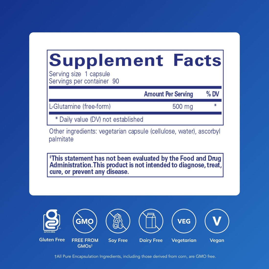 Pure Encapsulations L-Glutamine 500 mg - Supplement for Immune and Digestive Support, Gut Health and Lining, Metabolism, and Muscle Support* - OzHealthStandard