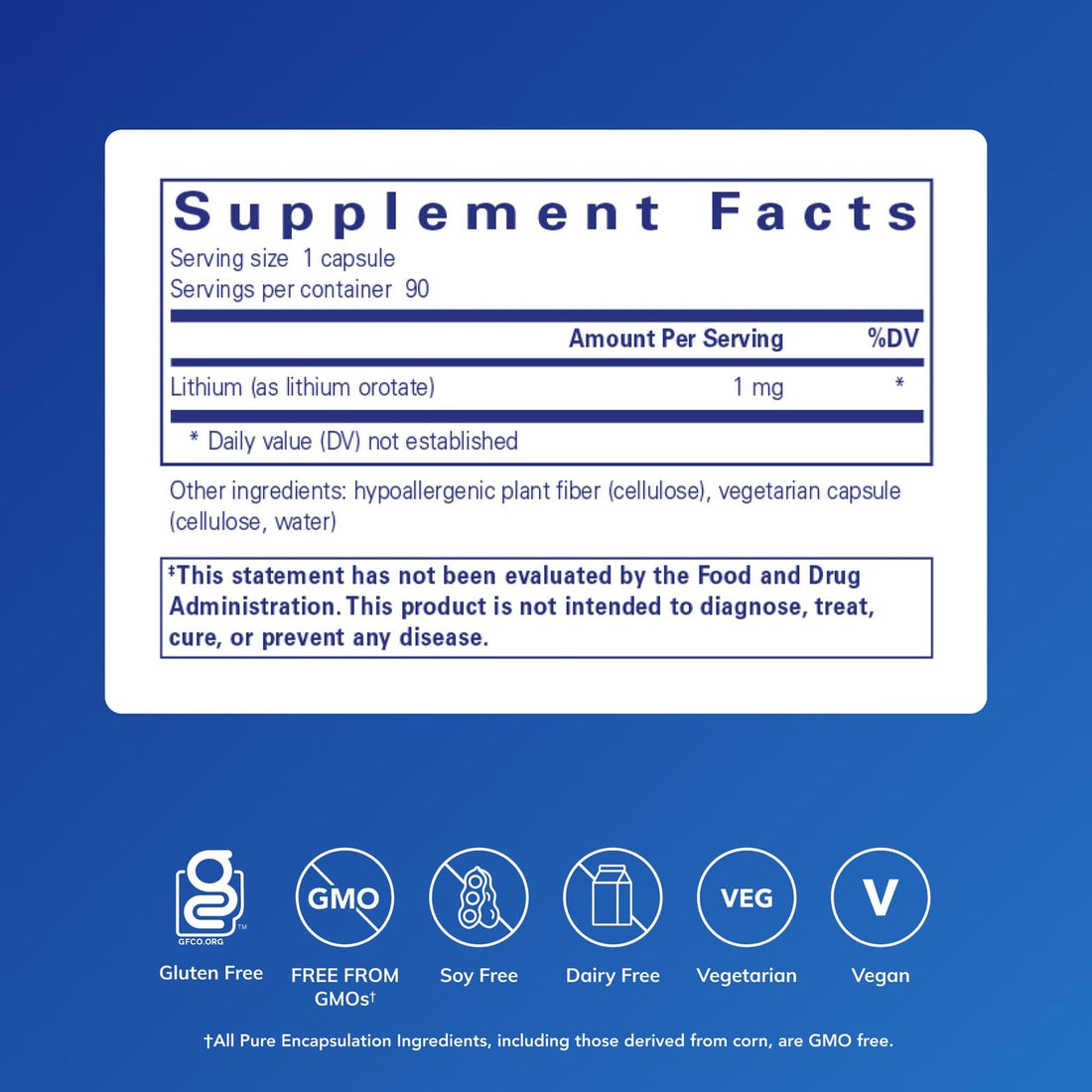 Pure Encapsulations Lithium (Orotate) 1 mg | Support for Calmness and Behavior | 90 Capsules - OzHealthStandard