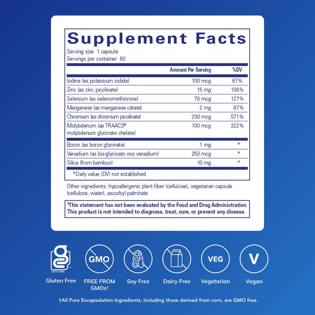 Pure Encapsulations Trace Minerals - Multimineral Supplement - Mineral Supplement - Supports Metabolism & Cellular Function* - Gluten Free & Vegan - 60 Capsules - OzHealthStandard