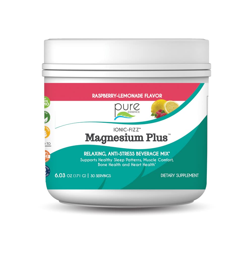 Pure Essence Labs Ionic Fizz Magnesium Plus, Anti-Stress Supplement Drink Powder, Gluten Free and Non-GMO Magnesium Powder - OzHealthStandard