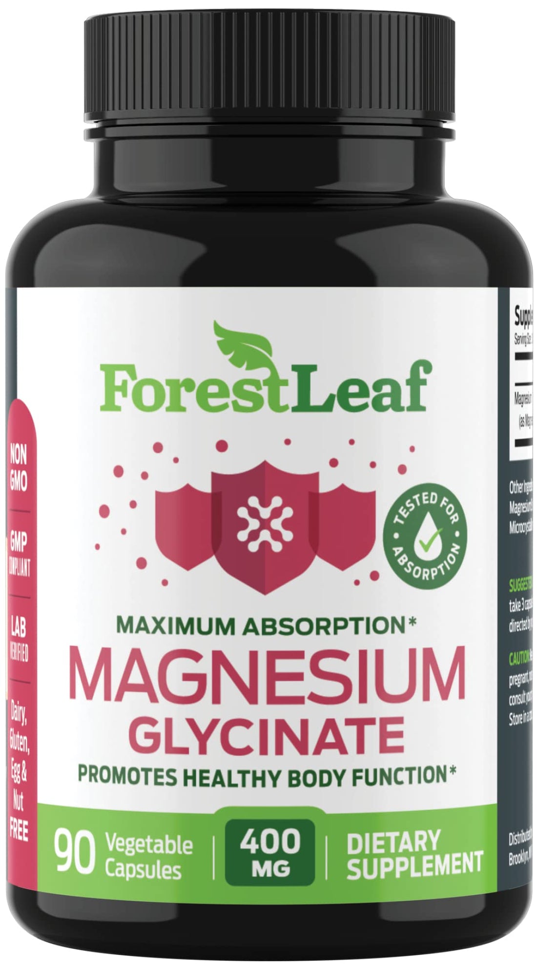 Pure Magnesium Glycinate 400mg Serving - High Absorption Magnesium Glycinate - Mag Bisglycinate for Stress, Bones, Muscles, Nerves, - OzHealthStandard