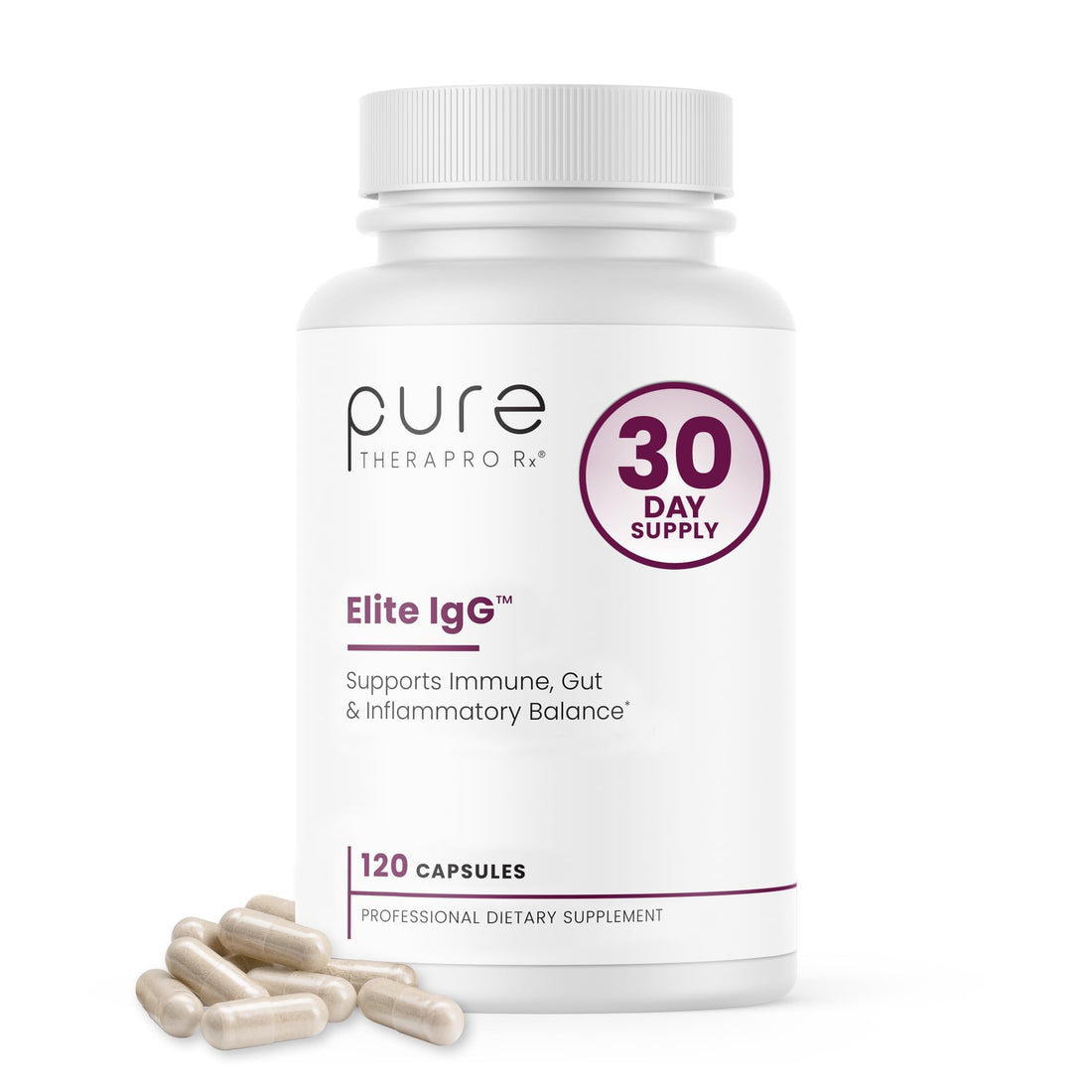 Pure Therapro Rx Elite IgG Immunoglobulin Supplement, 120 Caps - Gut Health & Immune Support, 1100 mg IgG, IGA & IgM, Sunflower Lecithin | Dairy & Gluten - OzHealthStandard