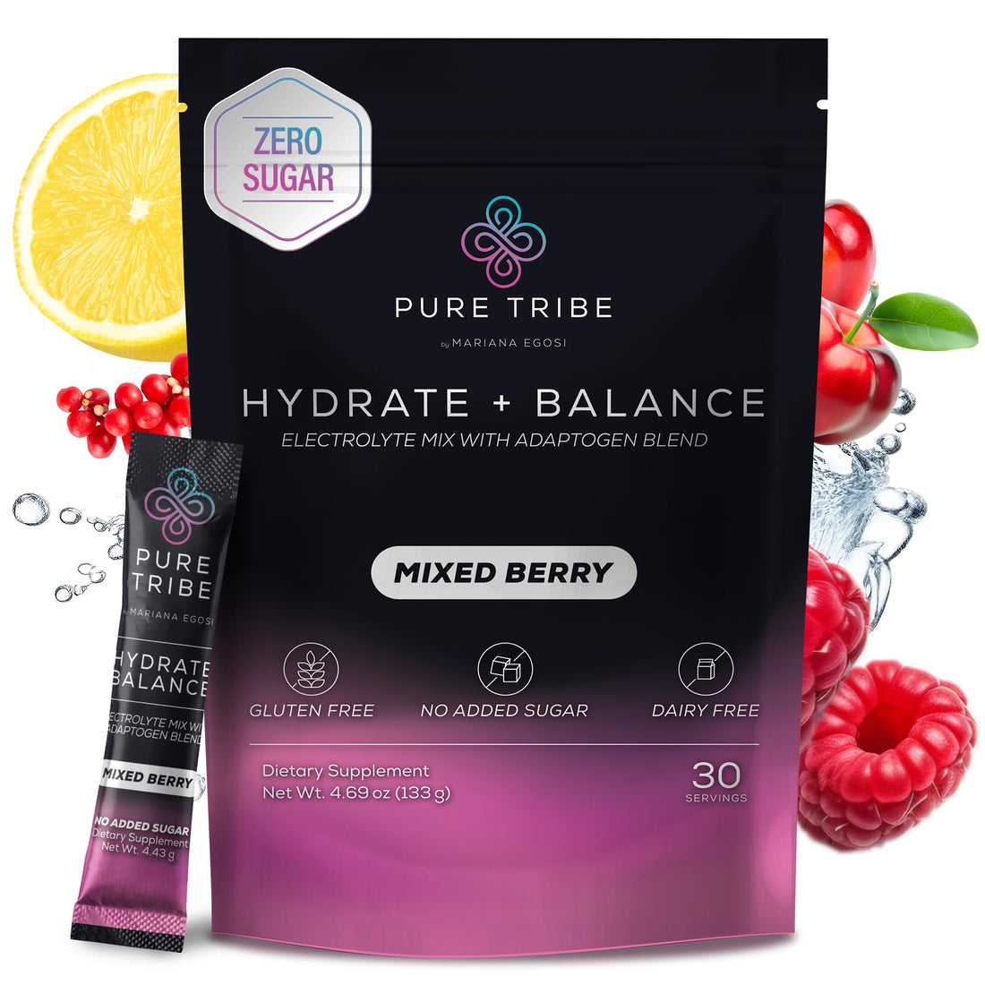 PURE TRIBE Instant Hydration Electrolytes Powder Packets with Magnesium & Salt – Zero Sugar Hydration Packets with 6 B Vitamins & Adaptogens - OzHealthStandard