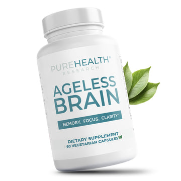 PUREHEALTH RESEARCH Ageless Brain Supplements for Memory and Focus - Nootropic Brain Health Supplement for Adults - with Bacopa Monieri, Alpha GPC, L-Tyrosine, Vitamin B6, Niacin & More, 60 Capsules - OzHealthStandard