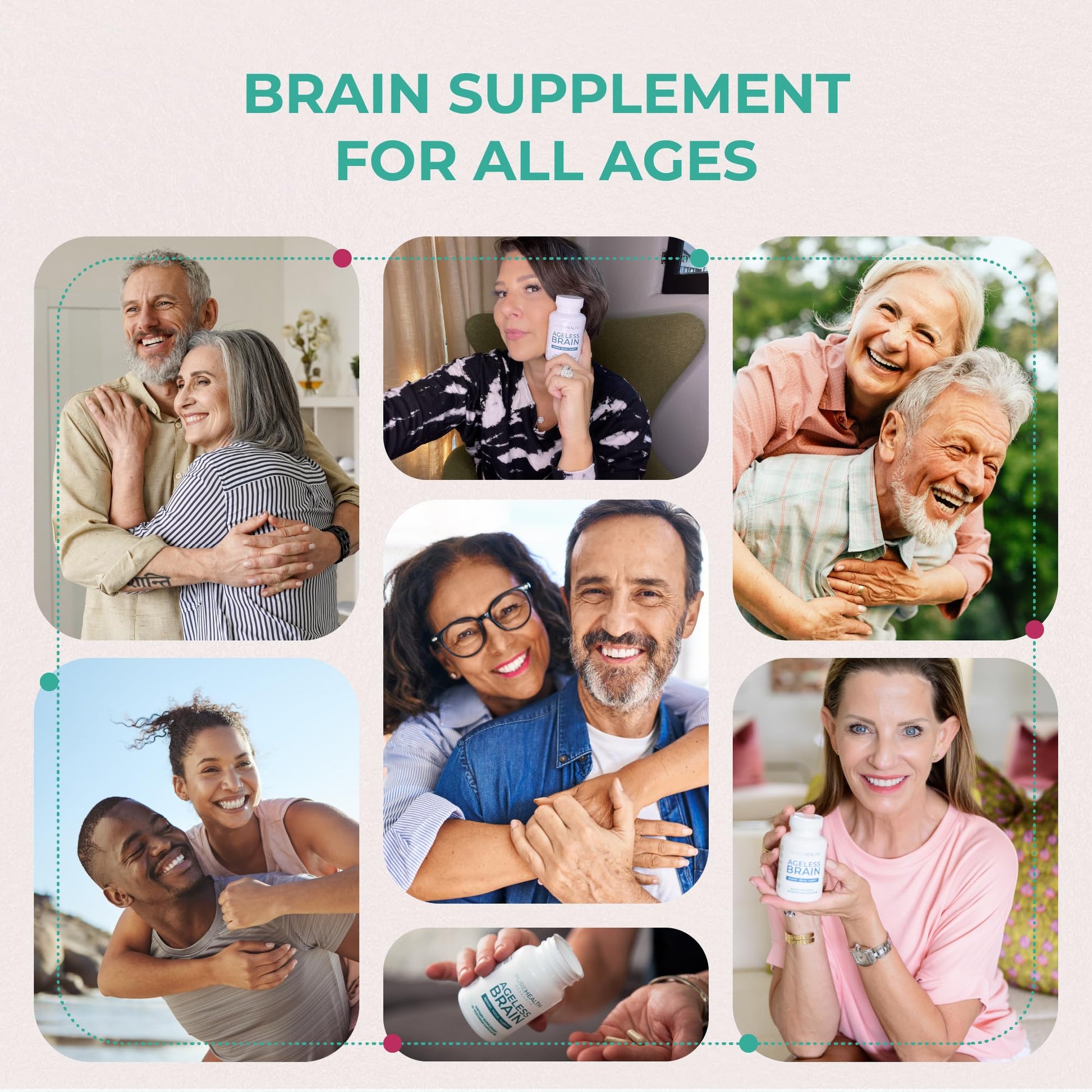 PUREHEALTH RESEARCH Ageless Brain Supplements for Memory and Focus - Nootropic Brain Health Supplement for Adults - with Bacopa Monieri, Alpha GPC, L-Tyrosine, Vitamin B6, Niacin & More, 60 Capsules - OzHealthStandard
