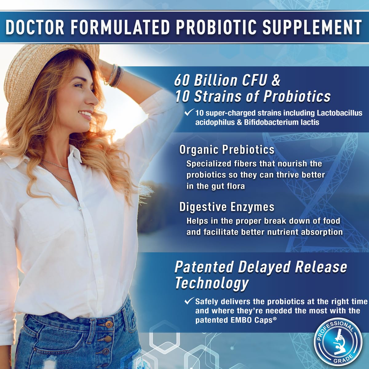 Purely Optimal Probiotics for Digestive Health, 60 Billion CFU – Delayed-Release with Digestive Enzymes & Organic Prebiotics – Bloating, Immune & Energy Support, 30 Caps - OzHealthStandard
