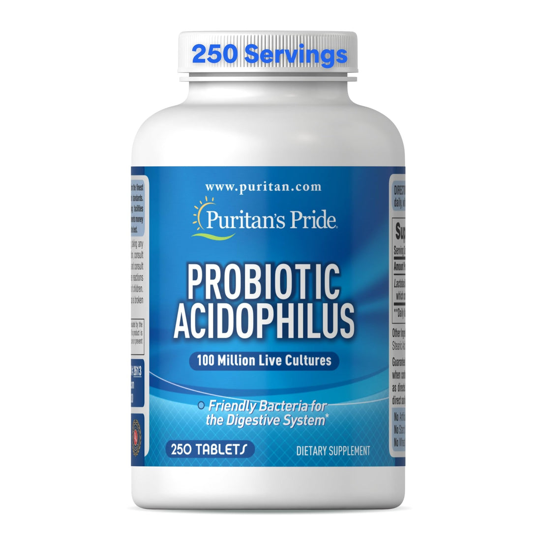 Puritan's Pride Daily Probiotic Acidophilus, 100 Million Live Cultures, Dietary Supplement for Digestive, Gut, and Immune Health, Soy, Sodium, - OzHealthStandard