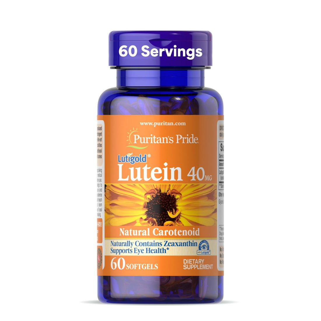 Puritan's Pride Premium Lutigold™ Lutein Carotenoid 40 mg with Zeaxanthin for Men and Women, Dietary Supplement for Eye Health Support, 2 Month Supply, 60 Easy-to-Swallow Softgels - OzHealthStandard