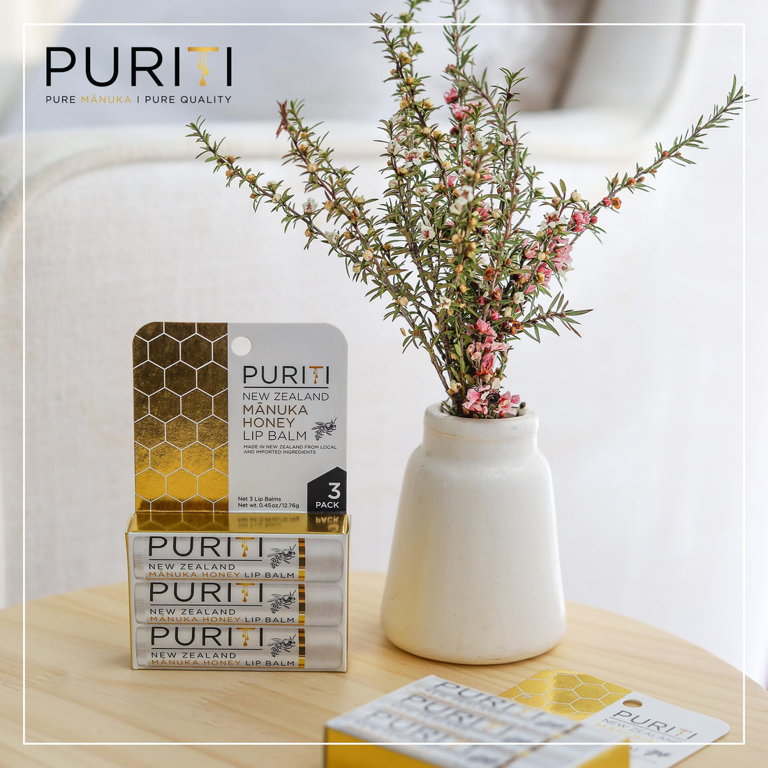 PURITI Manuka Honey Lip Balm – 3pack Soothing & Moisturizing, Enriched with Almond - OzHealthStandard