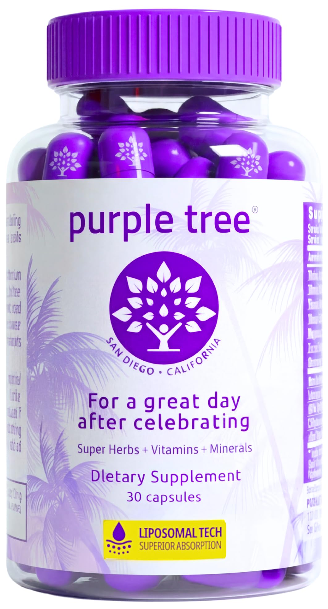 purple tree Post-Celebration Wellness Supplement for Liver Support & Hydration | Liposomal Dihydromyricetin (DHM), L-Glutathione, Milk Thistle - OzHealthStandard