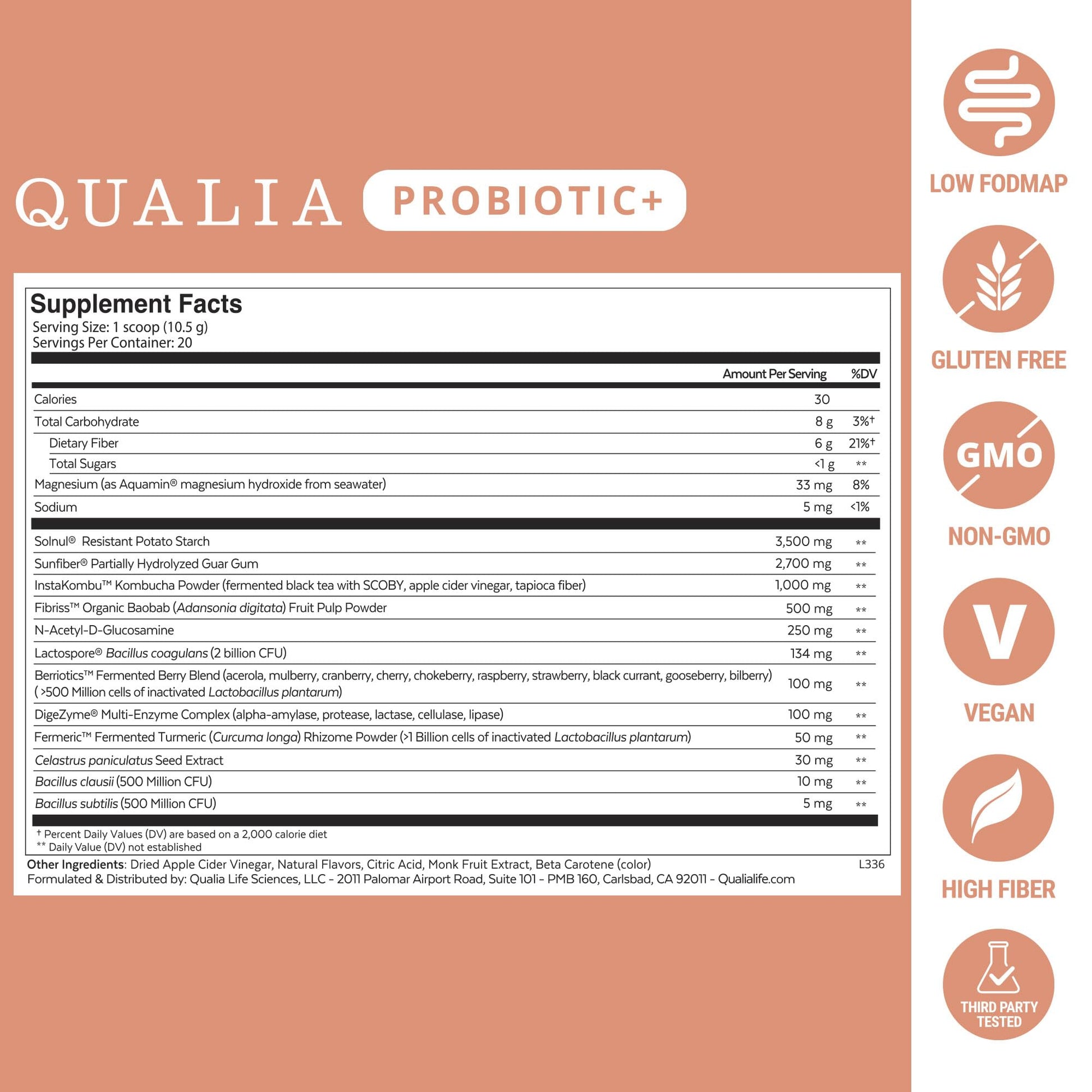 Qualia Probiotic - 28 Science-Backed Spore Probiotics, Prebiotics, and Postbiotics. Total Gut Support. Soothes Digestive discomfort. Ethically sourced. Promotes Akkermansia Growth. 1 Month Supply - OzHealthStandard