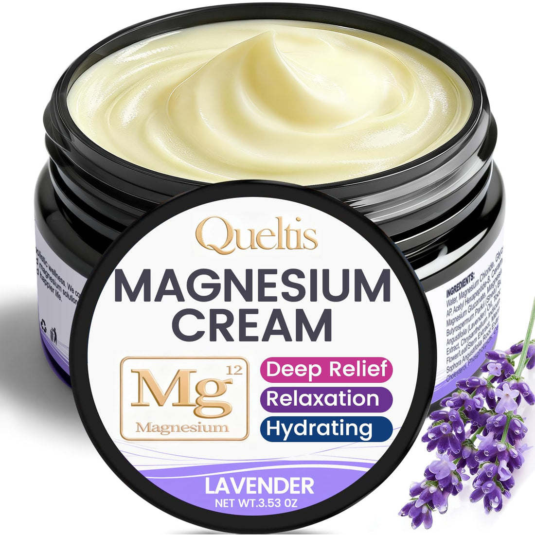 QUELTIS Magnesium Cream, Magnesium Lotion for Sleep, Pain & Leg Cramps, Topical Magnesium Chloride Cream for Muscle Relaxation, Calm, Moisturizing - OzHealthStandard