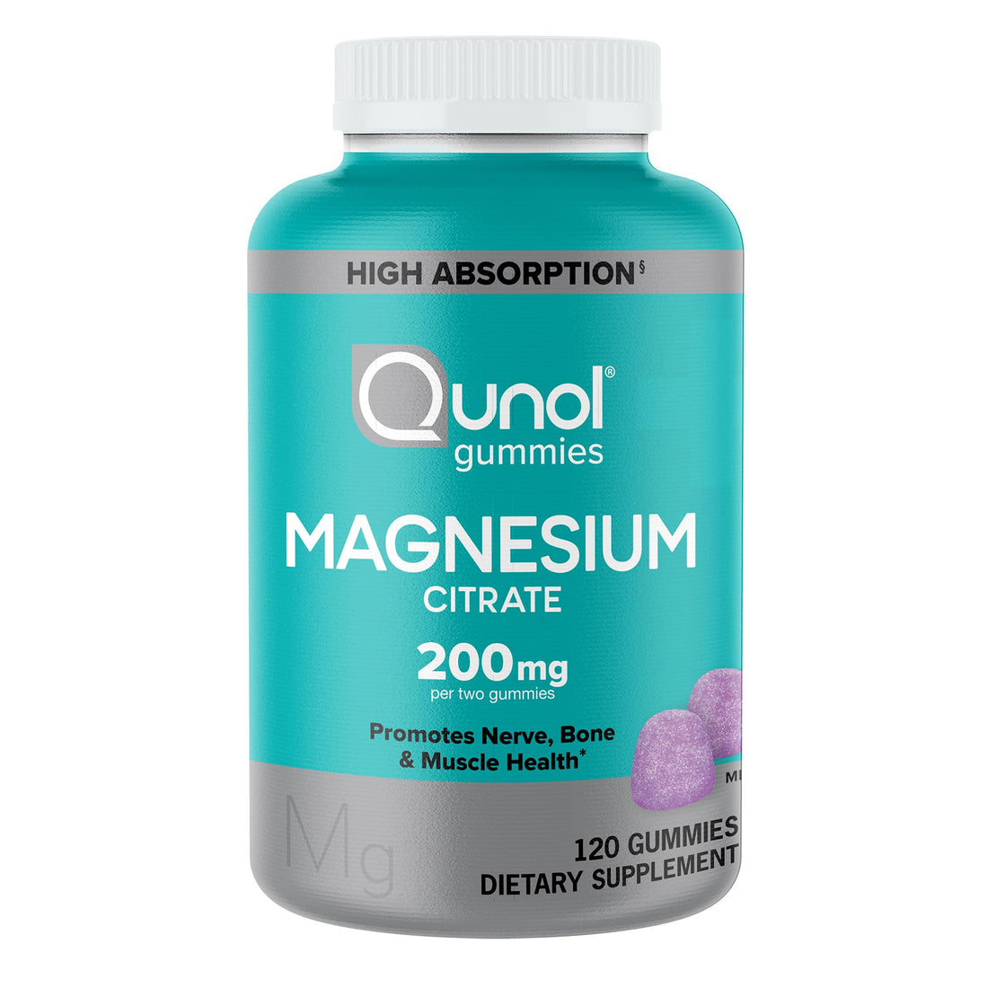 Qunol Magnesium Gummies for Adults, 200mg Elemental Magnesium (from 1,750mg Magnesium Citrate), High Absorption Magnesium Supplement, Supports Nerve, - OzHealthStandard
