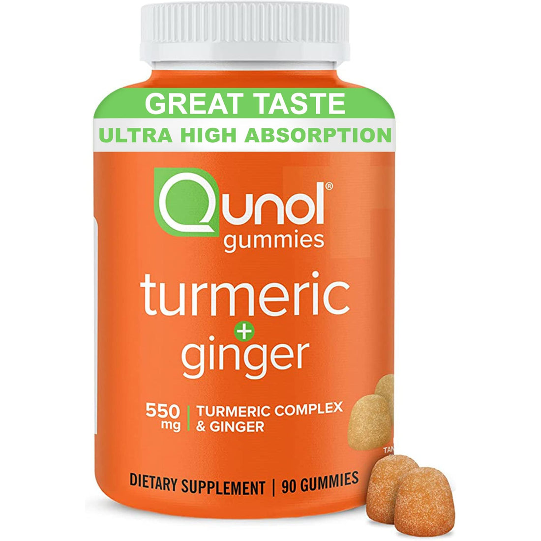 Qunol Turmeric and Ginger Gummies - Joint Support Supplement with Ultra High Absorption, 90 Count Vegan and Gluten Free Gummies - OzHealthStandard
