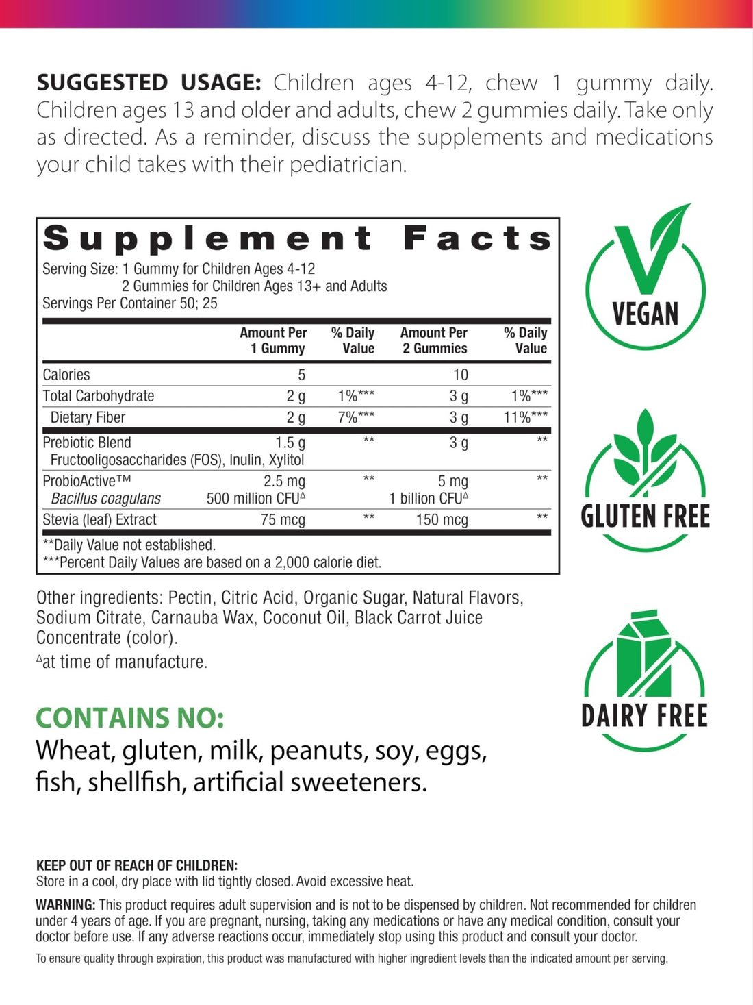 Rainbow Light Probiotic Gummies | 50 Count | Advanced Synbiotic with Prebiotic | for Men, Women & Children | Supports Digestive & Immune Health - OzHealthStandard