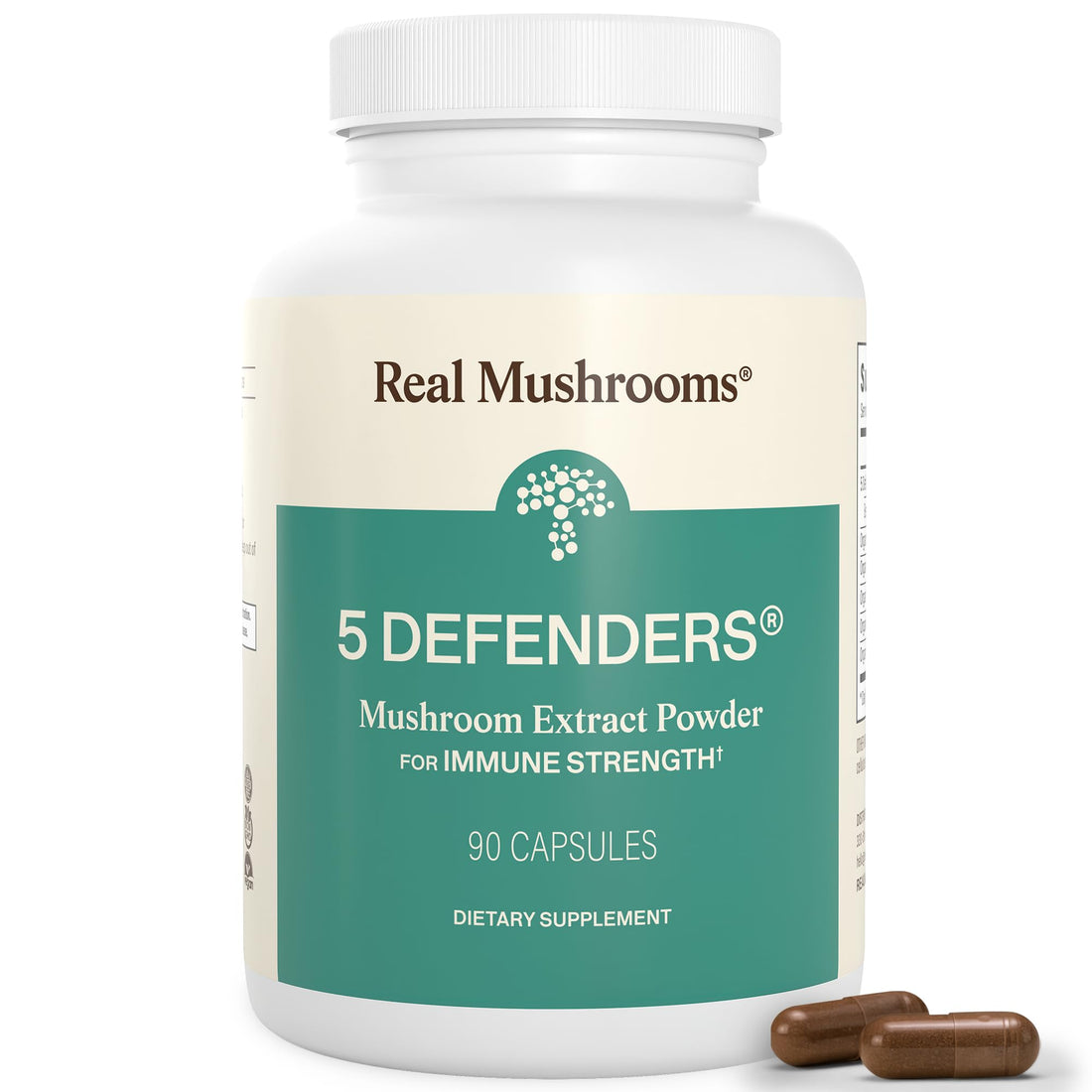 Real Mushrooms 5 Defenders - Adaptogenic Mushrooms Complex with Chaga, Reishi, Turkey Tail, Maitake & Shiitake for Wellness Support - OzHealthStandard