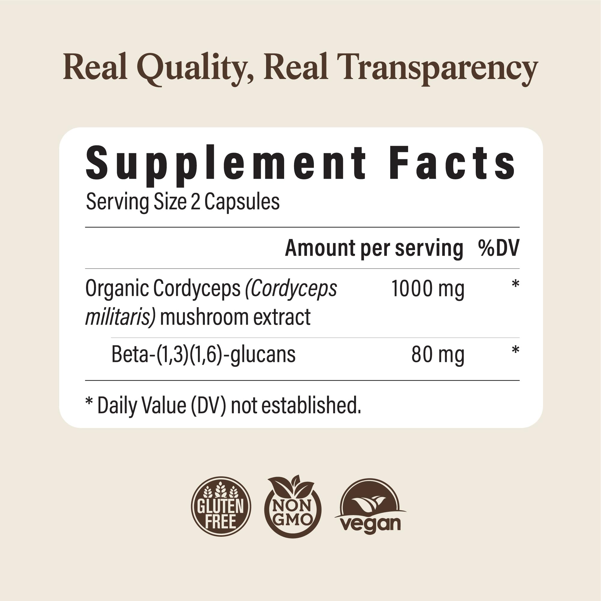Real Mushrooms Capsules Supplements - Organic Cordyceps Mushroom Powder in Capsules - Energy and Performance Mushrooms with Verified Beta Glucans - Vegan, Non-GMO, 300 Capsules - OzHealthStandard