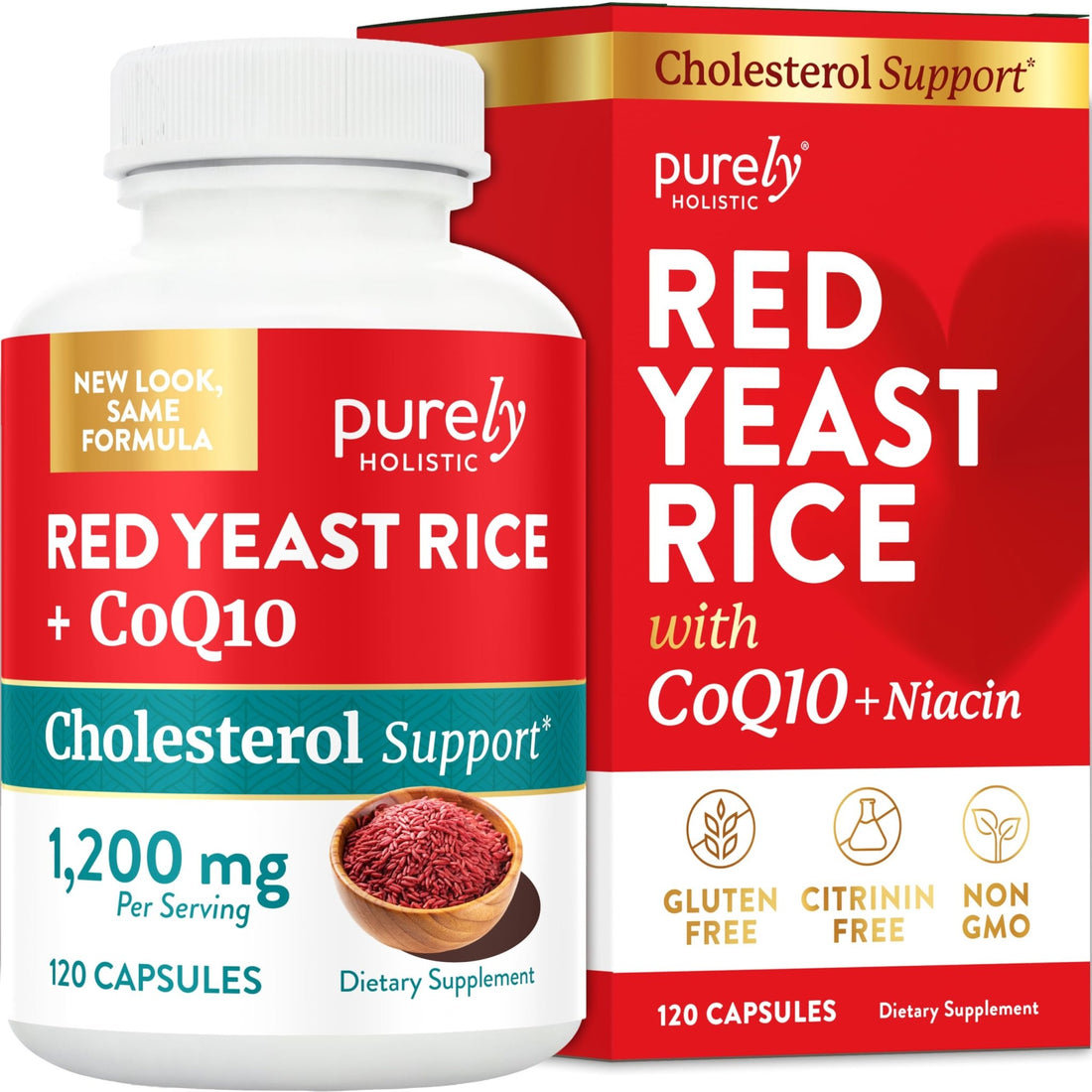 Red Yeast Rice with CoQ10 Supplement | Healthy Cholesterol Levels & Heart Health Support | Extra Strength Red Yeast Rice 1200 MG (600 MG Per Capsule) with Monakolin K - OzHealthStandard