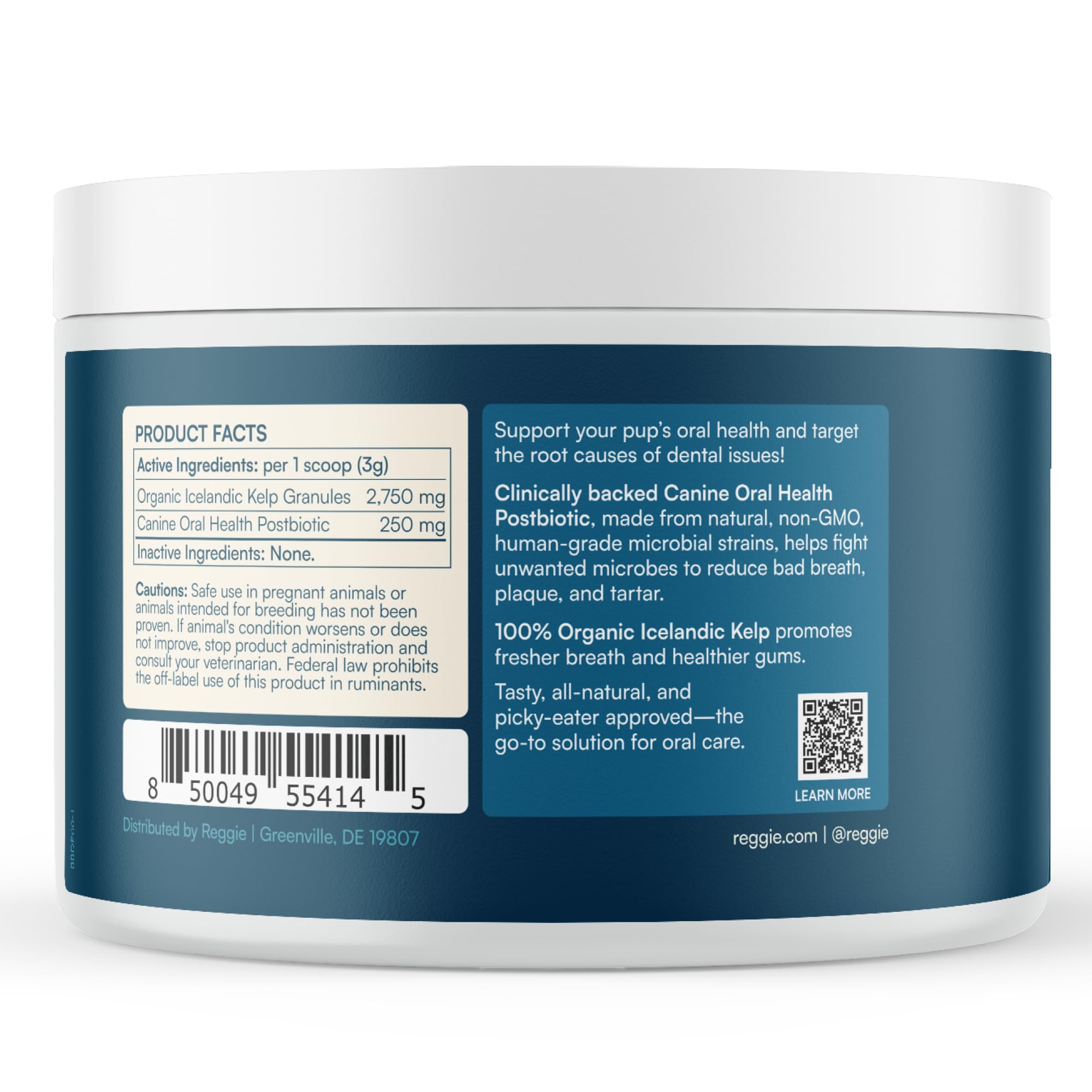 Reggie Dental Powder for Dogs | Reduce Bad Breath in 7 Days, Plaque & Tartar Control | Natural Dog Dental Supplement | Postbiotic Formula with Organic Kelp | Vet-Approved & Made in USA | 60 Servings - OzHealthStandard