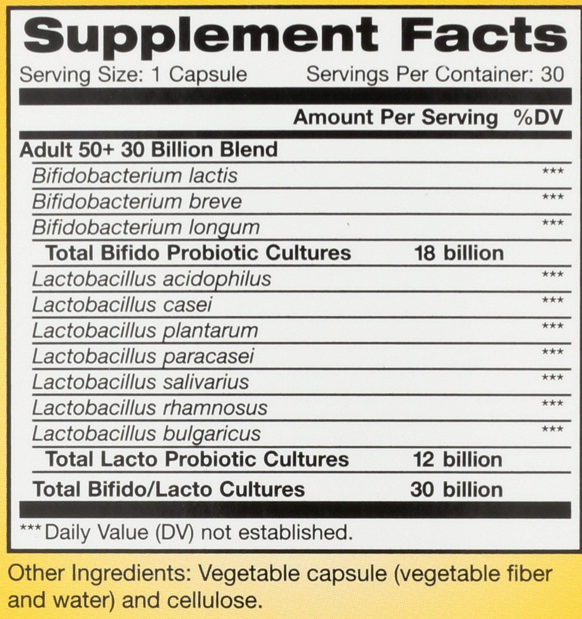Renew Life Probiotic Adult 50 Plus Probiotic Capsules, Daily Supplement Supports Urinary, Digestive and Immune Health, L. Rhamnosus GG, Dairy, Soy and gluten-free, 30 Billion CFU, 30 Count - OzHealthStandard