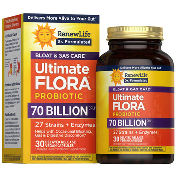 Renew Life Ultimate Flora Probiotics Bloat & Gas Support 70 Billion CFU Delayed Release Vegan Capsules | Doctor Formulated | Digestive Health | Immune Health | Dairy Free | 30 Count - OzHealthStandard