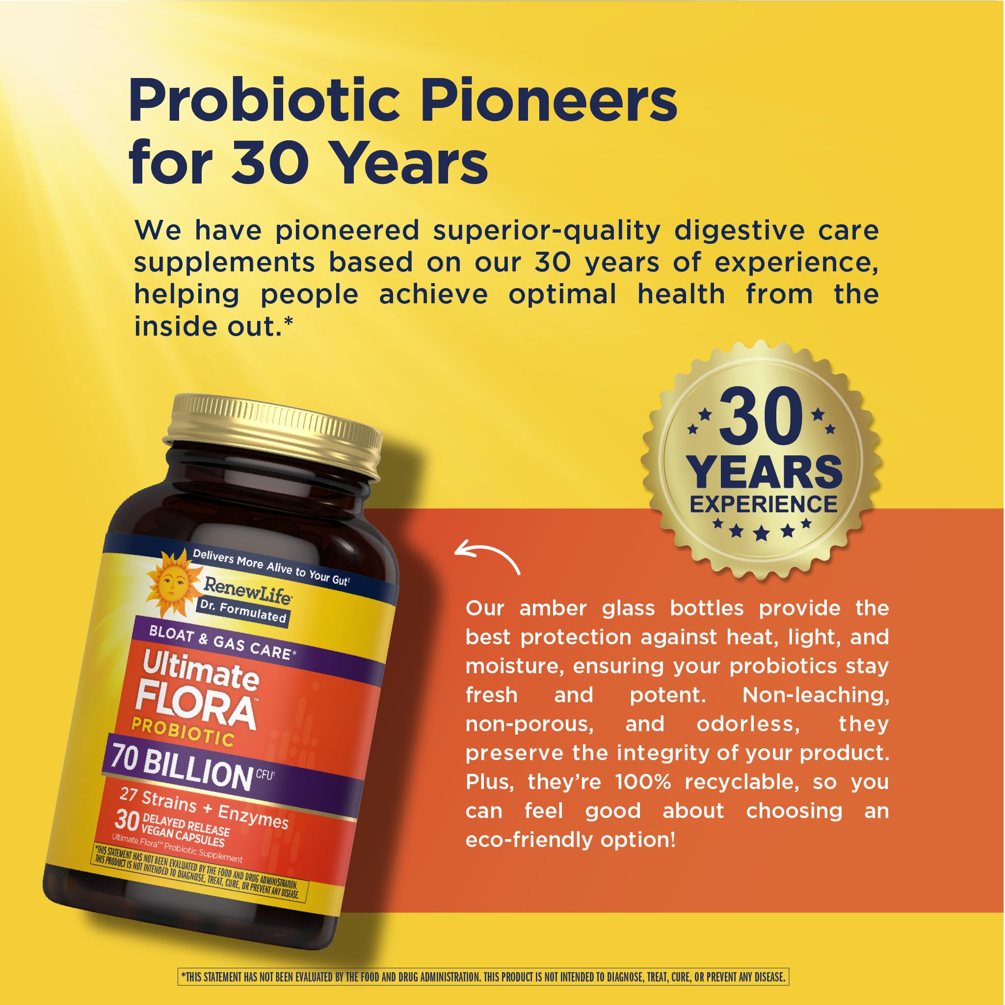 Renew Life Ultimate Flora Probiotics Bloat & Gas Support 70 Billion CFU Delayed Release Vegan Capsules | Doctor Formulated | Digestive Health | Immune Health | Dairy Free | 30 Count - OzHealthStandard