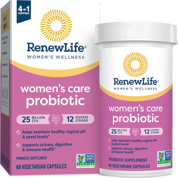 Renew Life Women's Probiotic Capsules, Supports pH Balance for Women, Vaginal, Urinary, Digestive and Immune Health, L. Rhamnosus GG, Dairy, Soy and Gluten-Free, 25 Billion CFU - 60 Ct - OzHealthStandard