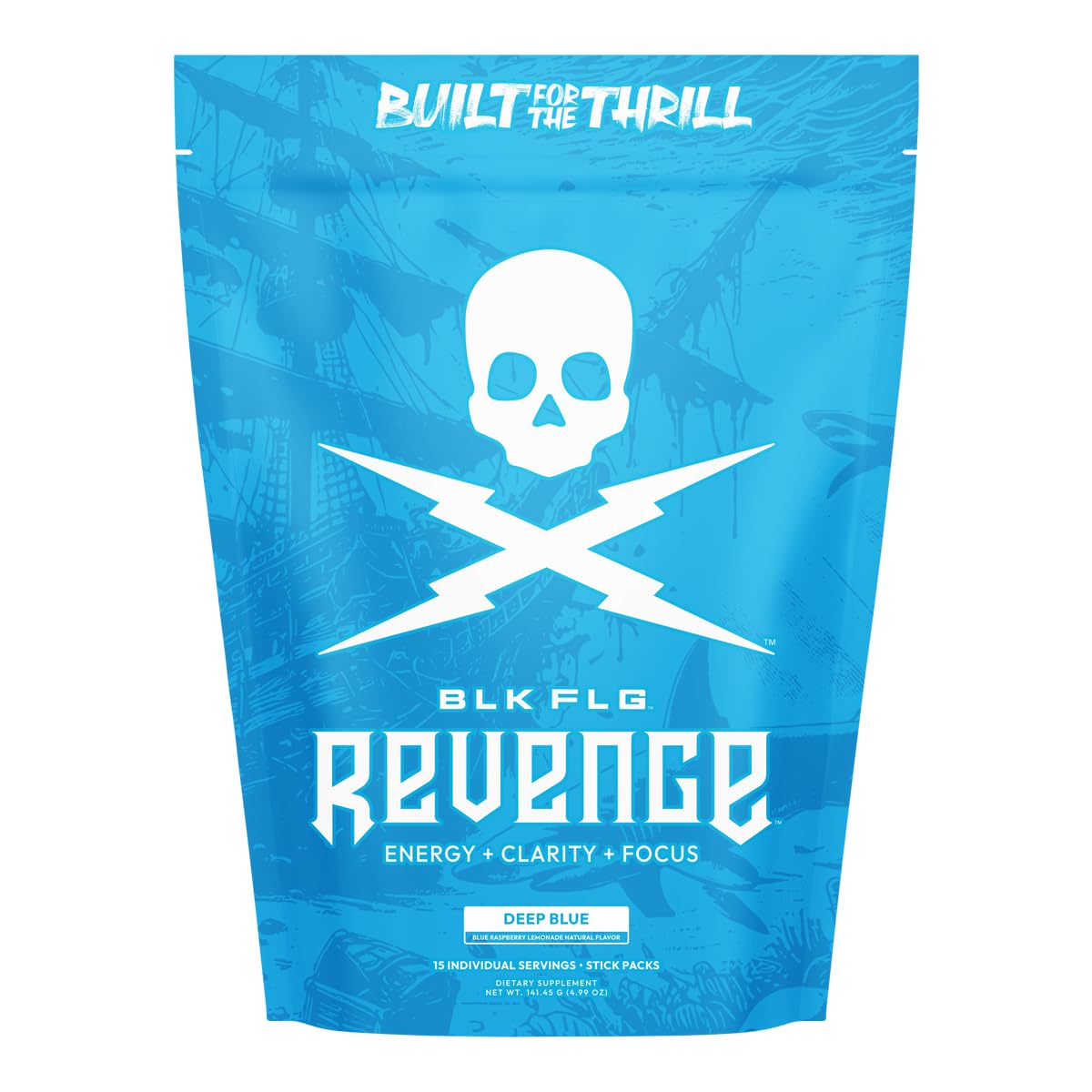 REVENGE BLK FLG Energy Drink Mix – Healthy Coffee Alternative with Natural Caffeine & Nootropics – Focus & Clean Energy Supplement – Sugar Free – 15 On-The-Go Stick Packs - OzHealthStandard