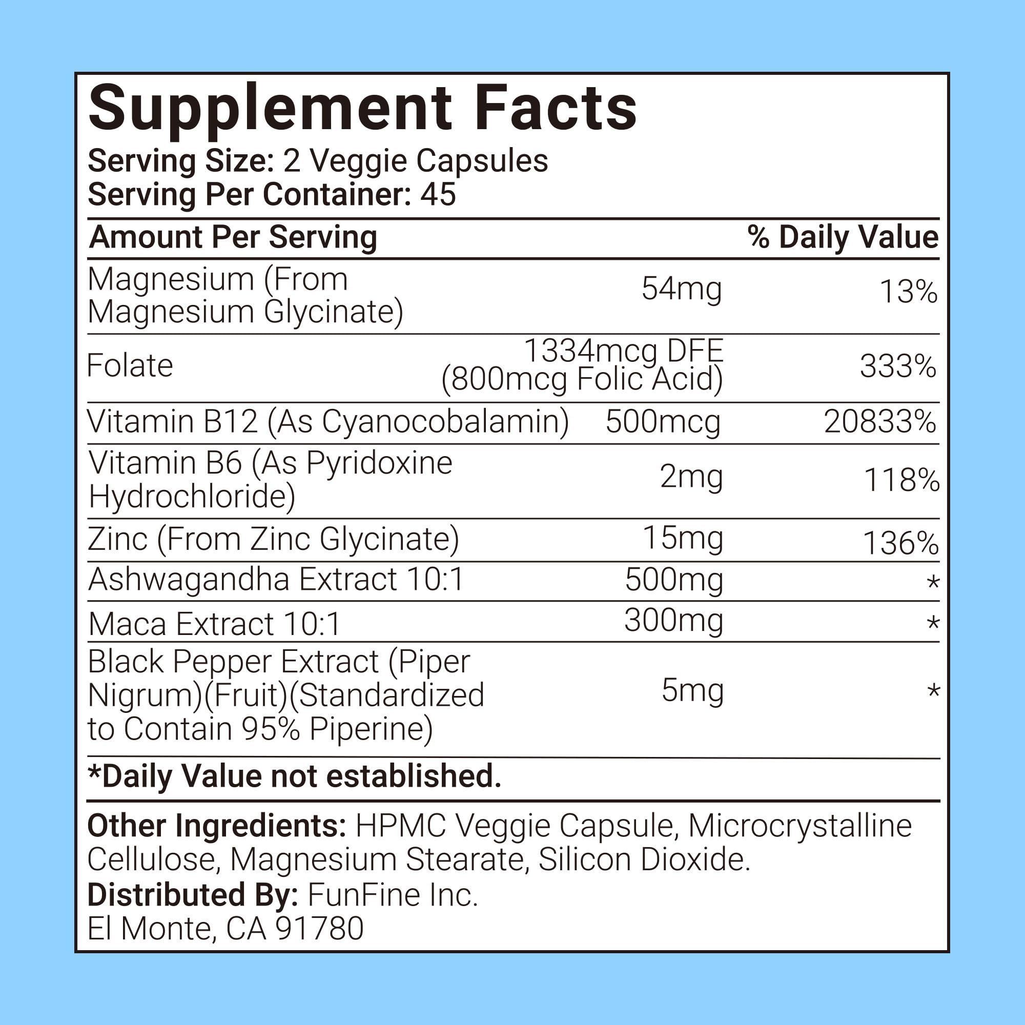 RevitaPlus 8-in-1 Ashwagandha Supplements with B12 B6 Magnesium Maca Zinc Folate, Cortisol Supplements for Women and Men Supports Stress Relief, Sleep, Energy, Focus(90 Capsules) - OzHealthStandard