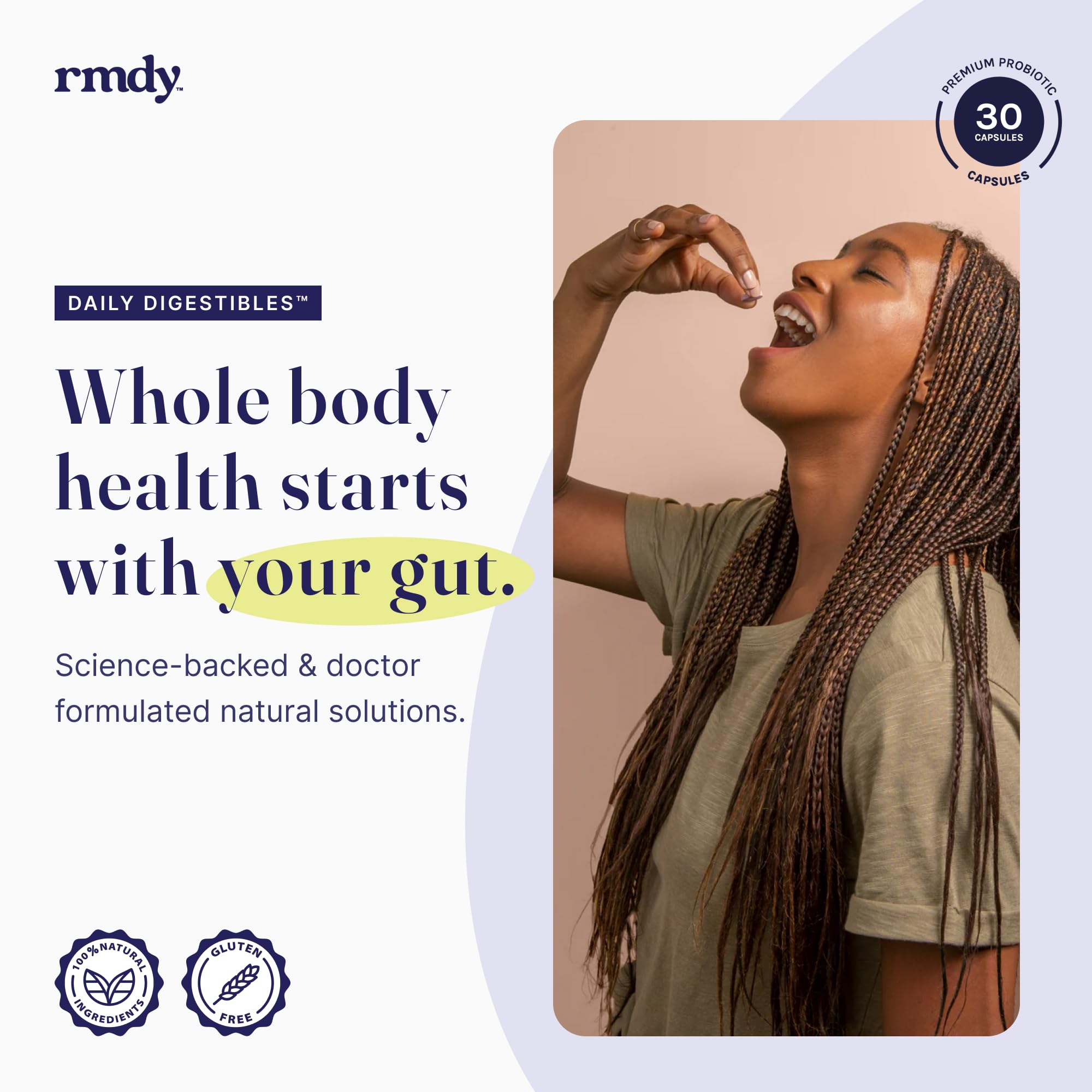 rmdy Constipation, Bloating, & Gas Relief | Relief from Diarrhea, & IBS | Probiotic for Digestive Health & Gut | 30 Capsules - OzHealthStandard