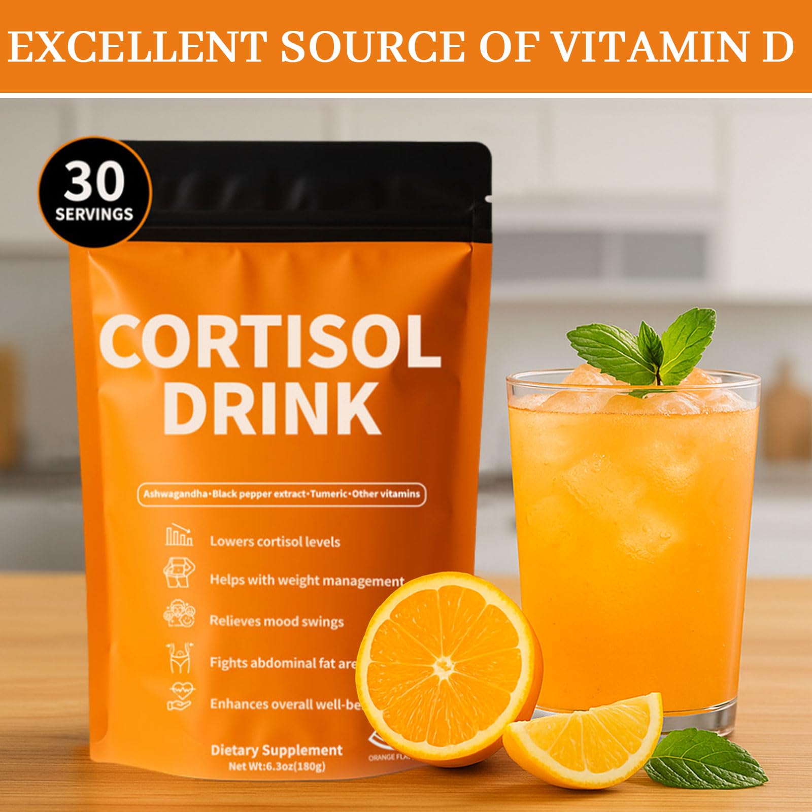 Rulinal Cortisol Drink Powder | Cortisol Supplements for Women | Ashwagandha, L-Theanine, Turmeric Root, Black Pepper Extract for Relax & Focus, Healthy Cortisol Levels, Mental Clarity, Vegan, 6.3oz - OzHealthStandard