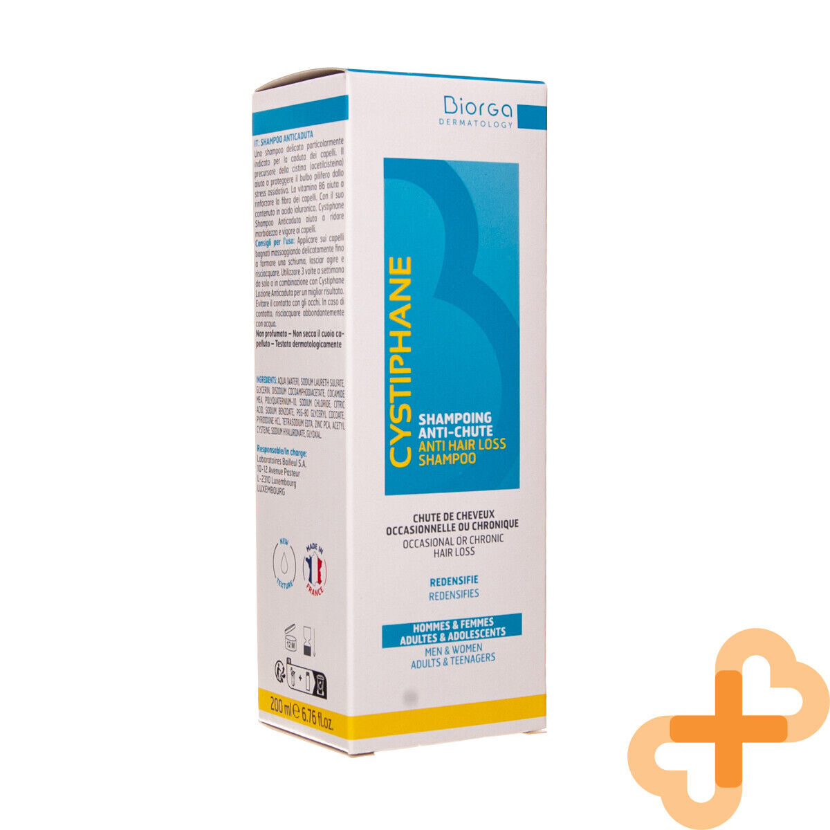 Cystiphane Biorga Anti hair Loss Shampoo Men Women 200ml strengthens hair Biorga buy supplements canada