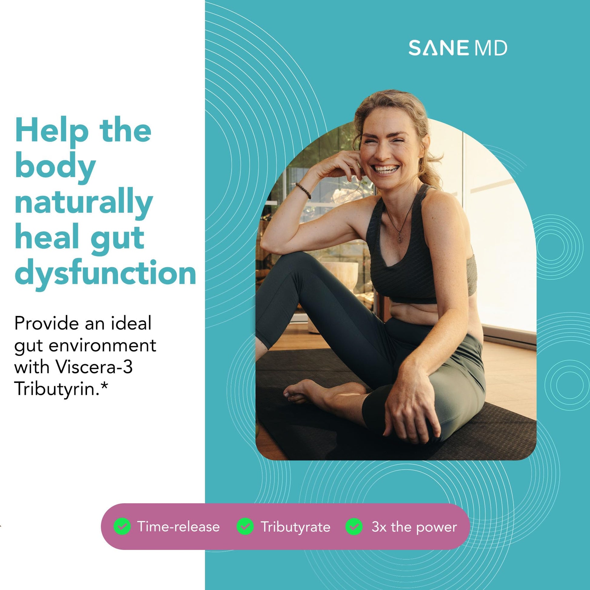 SANE MD - Viscera 3 Postbiotics with Tributyrin - Sodium Butyrate Supplement for Gas and Bloating Relief - Gut Health - IBS & Leaky Gut Butyric Acid Supplement - NSF Certified - 30 Capsules - OzHealthStandard