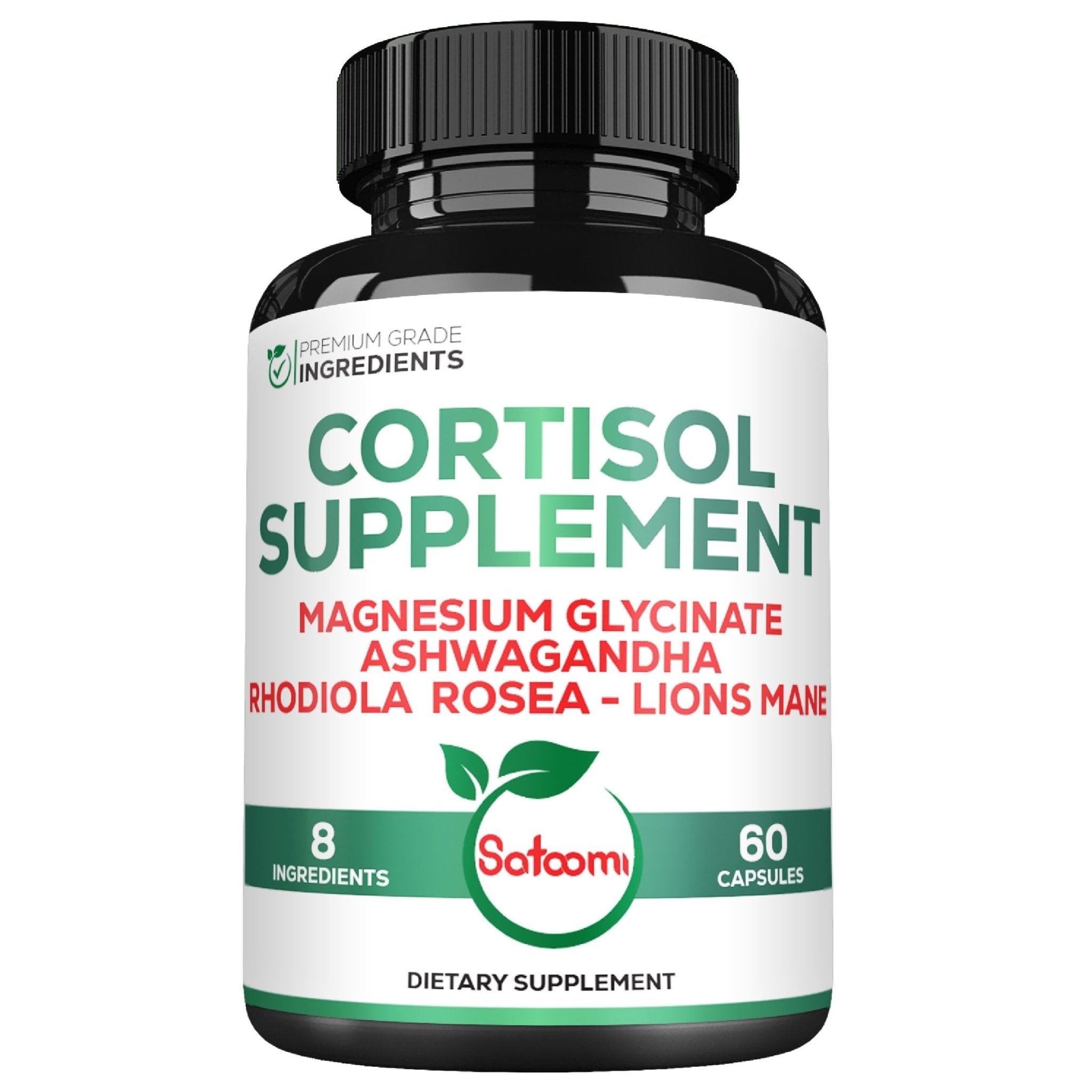 Satoomi 8in1 Cortisol Manager with Magnesium Glycinate, Ashwagandha, Rhodiola Rosea, Lions Mane & More - Cortisol Reducer Supplement Men & Women - 60 Capsules - OzHealthStandard