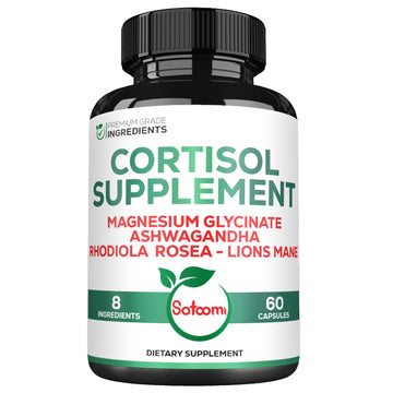 Satoomi 8in1 Cortisol Manager with Magnesium Glycinate, Ashwagandha, Rhodiola Rosea, Lions Mane & More - Cortisol Reducer Supplement Men & Women - 60 Capsules - OzHealthStandard