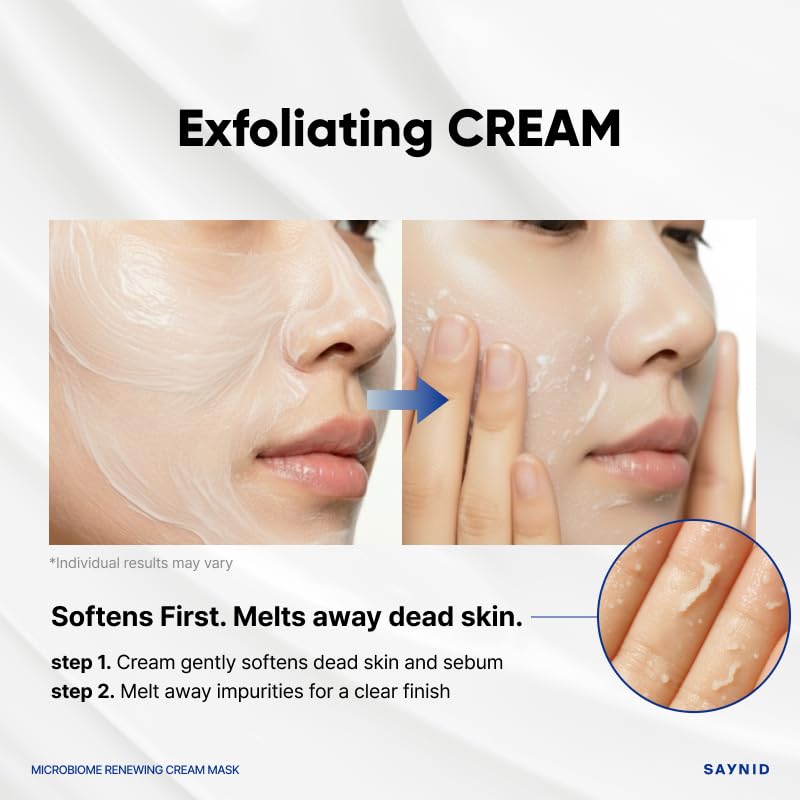 SAYNID MICROBIOME RENEWING CREAM MASK TRIAL KIT, Wash-off Cream, Soft Exfoliating Face Scrub Dead Skin Cells | 4.5g/0.15oz (3EA) - OzHealthStandard