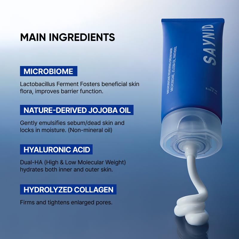 SAYNID MICROBIOME RENEWING CREAM MASK TRIAL KIT, Wash-off Cream, Soft Exfoliating Face Scrub Dead Skin Cells | 4.5g/0.15oz (3EA) - OzHealthStandard