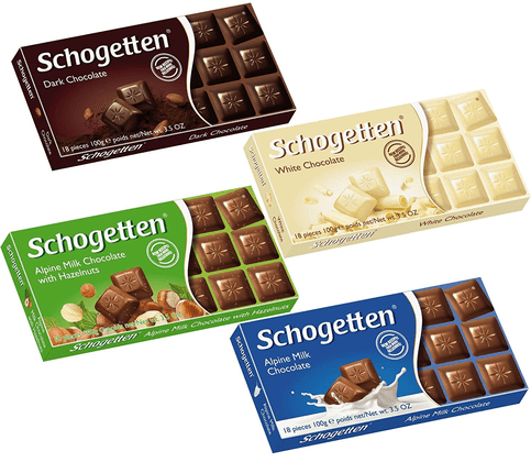 Schogetten German Chocolate Variety Pack, 4x100G - Dark, White, Alpine, Hazelnut - OzHealthStandard