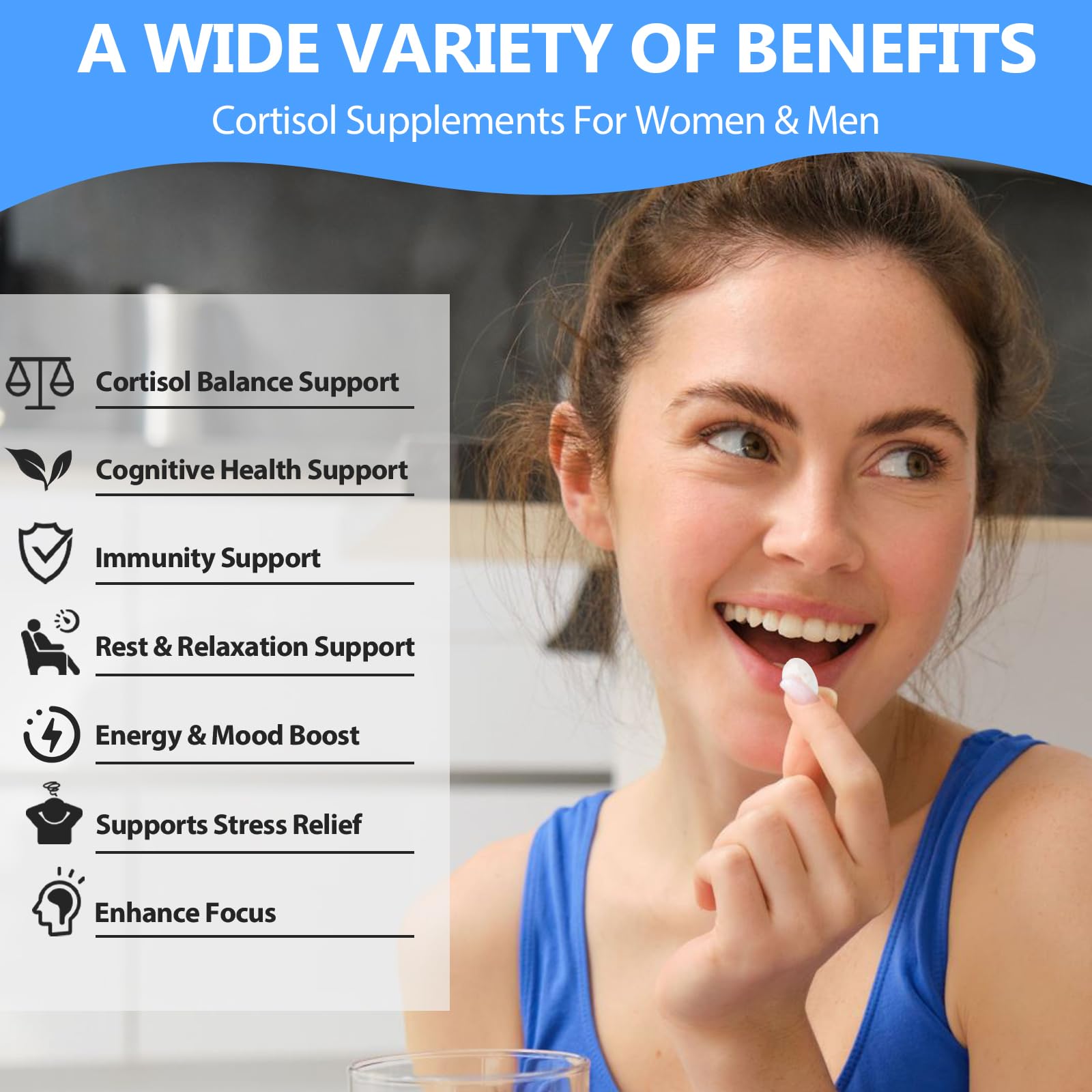 SCOLA Cortisol Supplement for Women and Men with Magnesium, Ashwagandha/L-Theanine, Cortisol Detox Manager, Cortisol Reducer Supports Relaxation & Calm, Mood, Sleep, 120 Count - OzHealthStandard