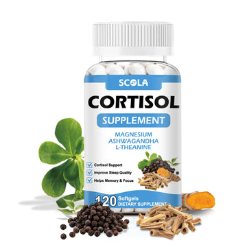 SCOLA Cortisol Supplement for Women and Men with Magnesium, Ashwagandha/L-Theanine, Cortisol Detox Manager, Cortisol Reducer Supports Relaxation & Calm, Mood, Sleep, 120 Count - OzHealthStandard