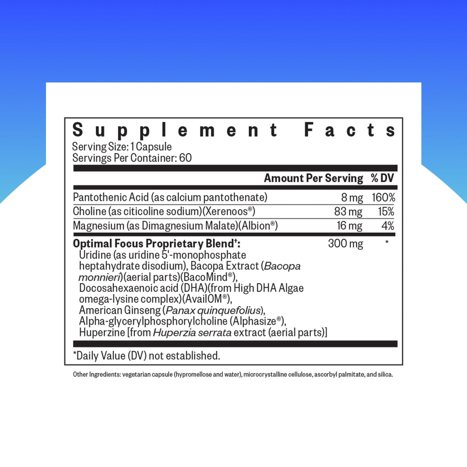 Seeking Health Optimal Focus, Stimulant-Free and Caffeine-Free Nootropic Support for Memory and Focus, with Choline, DHA from Algae, American Ginseng, Vegan and Vegetarian (60 Capsules) - OzHealthStandard