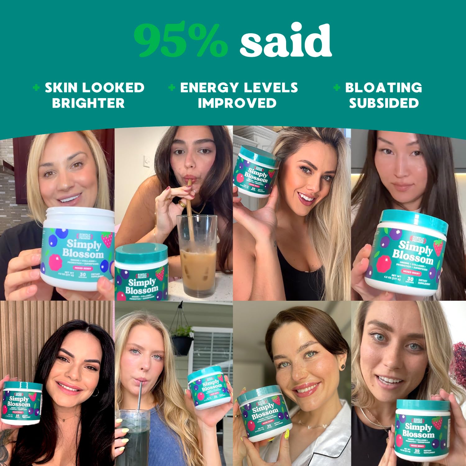 Simply Blossom Nutrition - Daily Greens & Superfood Powder + Collagen + Probiotics for Women's Digestive Health & Bloating Relief. Help Your Health Bloom - 2 Month Supply - OzHealthStandard