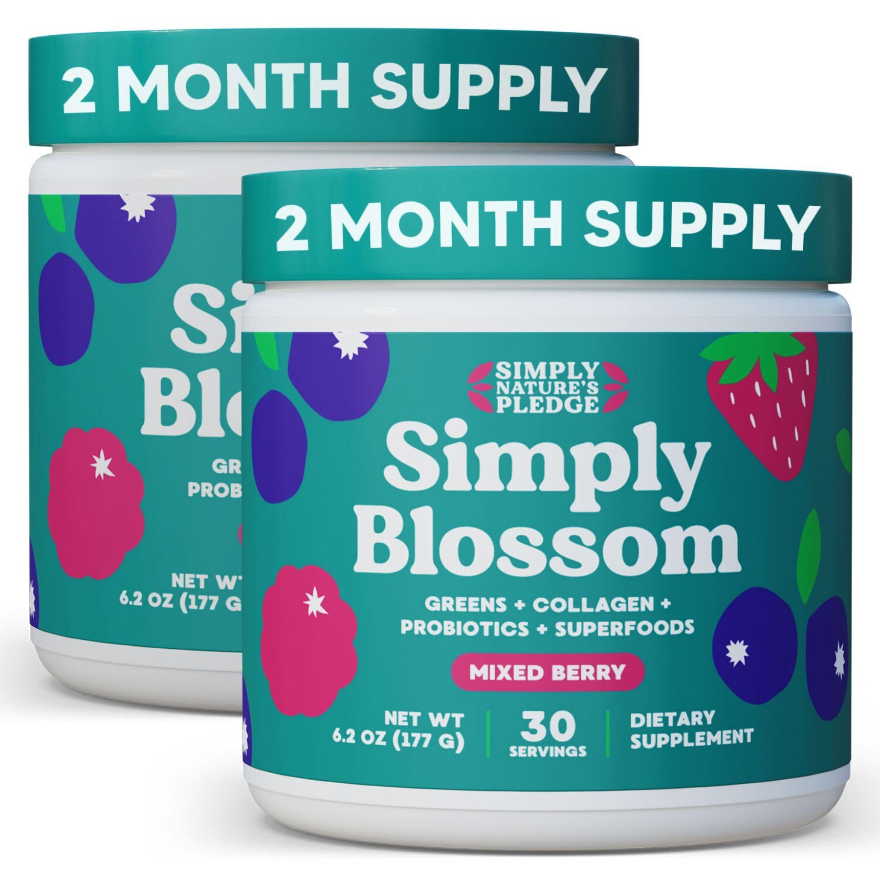 Simply Blossom Nutrition - Daily Greens & Superfood Powder + Collagen + Probiotics for Women's Digestive Health & Bloating Relief. Help Your Health Bloom - 2 Month Supply - OzHealthStandard