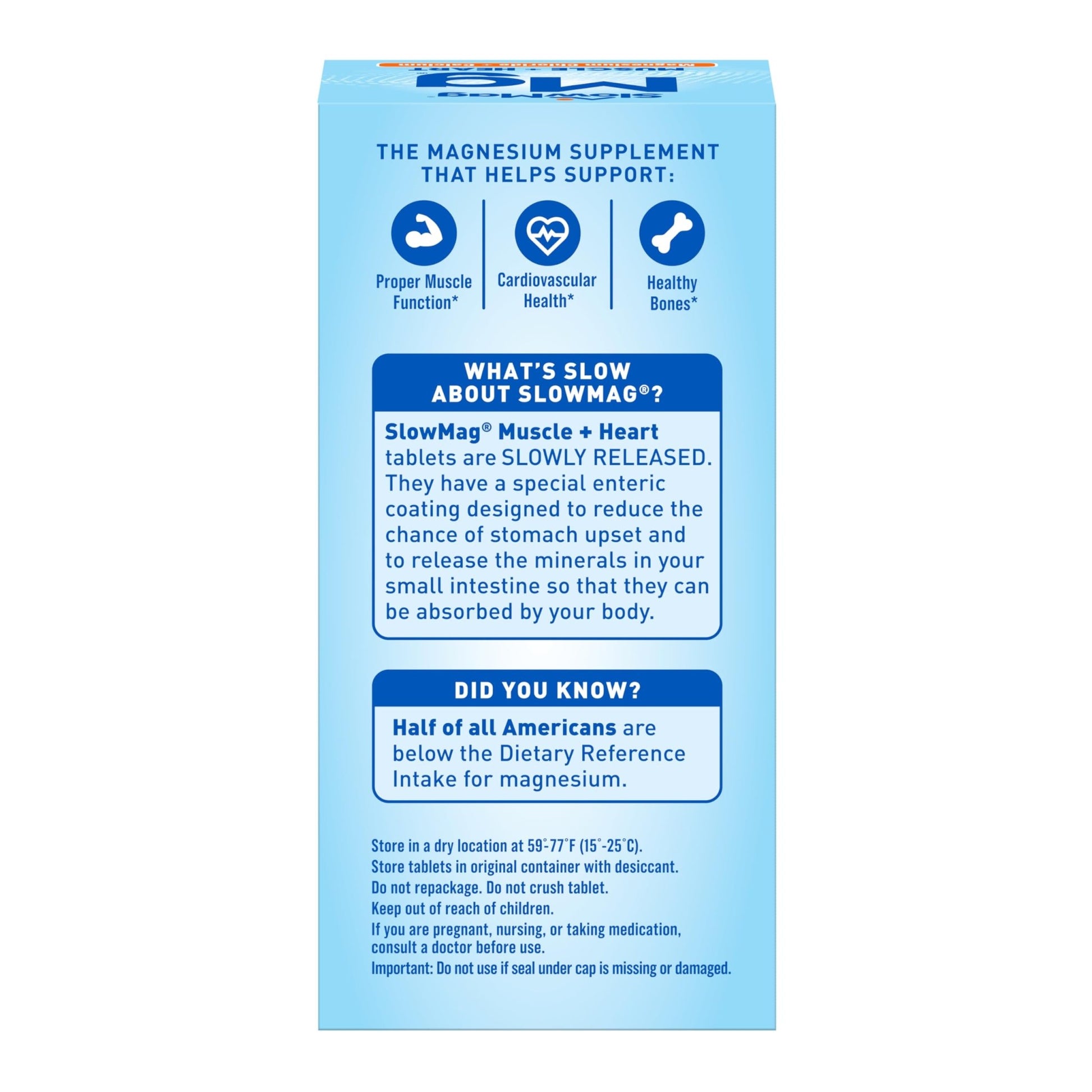 SlowMag Muscle & Heart Magnesium Chloride Supplement with Calcium, 120 Count, Supports Muscle Relaxation, Heart, Nerve & Bone Health, High Absorption - OzHealthStandard
