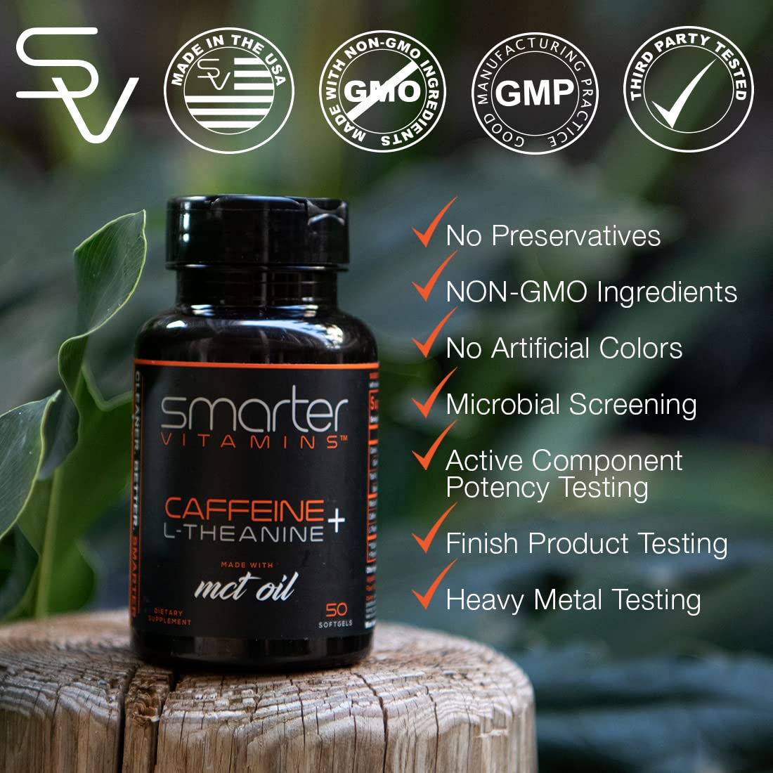 SmarterVitamins 200mg Caffeine Pills - MCT Oil from 100% Coconuts + 100mg L-Theanine, Energy and Focus - OzHealthStandard
