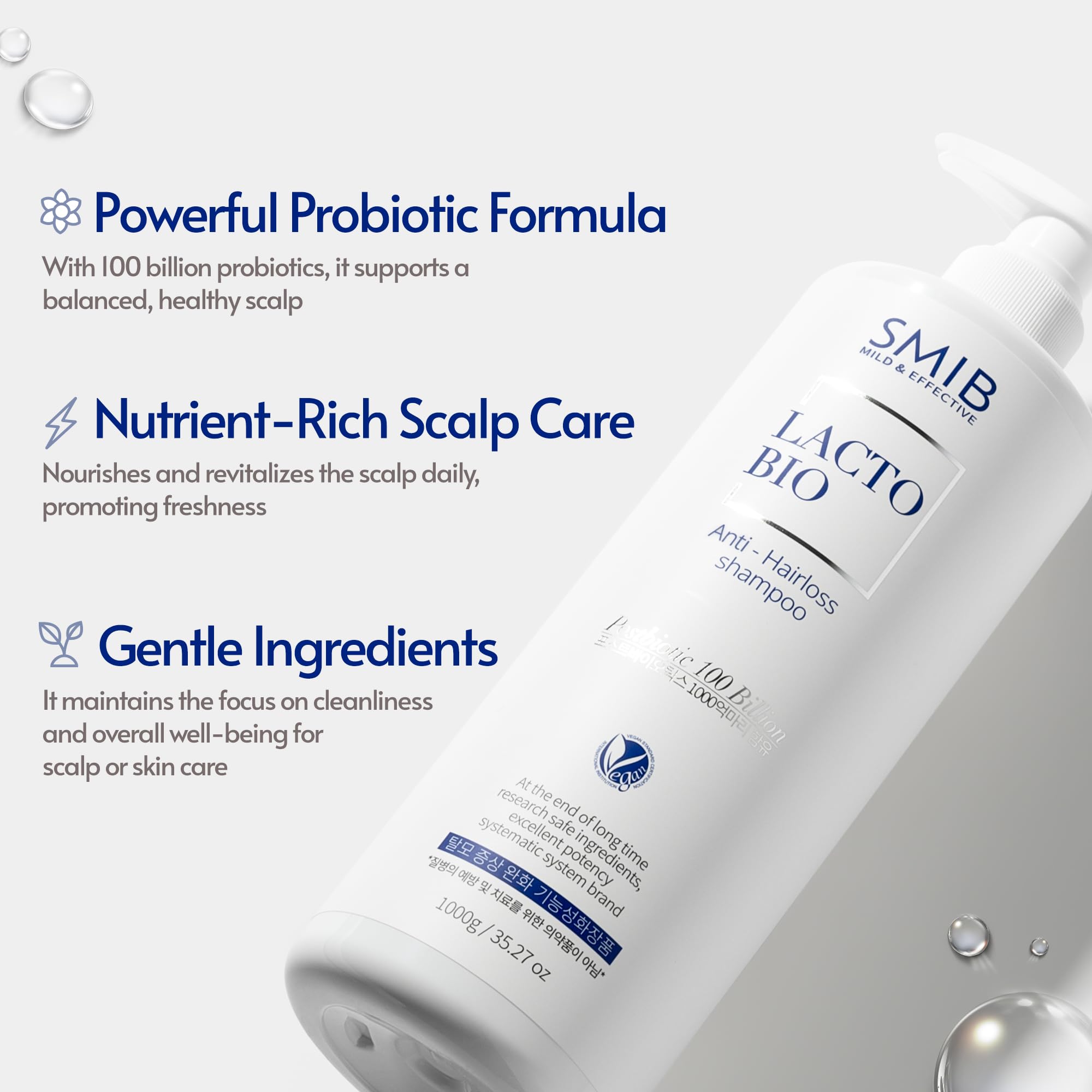 SMIB Lactobio Shampoo – With 100 Billion Postbiotics – For Fuller-Looking Hair and Scalp Care – Korean-Inspired Formula (35.27 oz) - OzHealthStandard