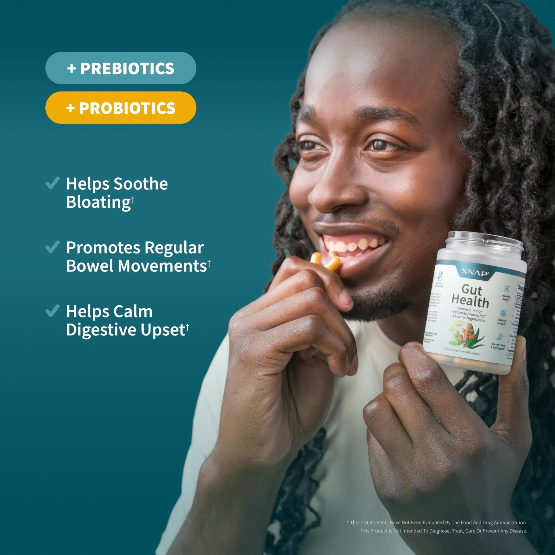 Snap Supplements Gut Health Lipase Supplement with Probiotics for Women & Men, Digestive Enzymes & Prebiotics - Turmeric, Aloe, Pylopass & Zinc, 50 Vegetarian Capsules - OzHealthStandard