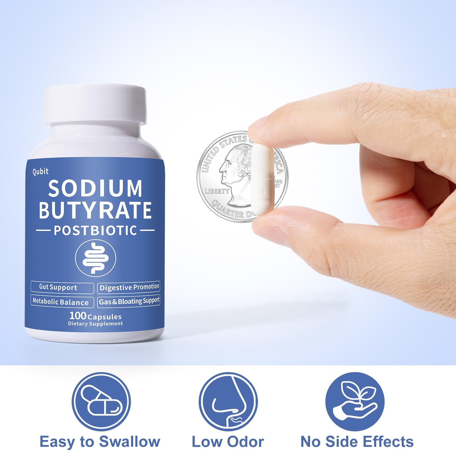 Sodium Butyrate Supplement – Postbiotic for Gut Health, Supports Digestion, IBS, Leaky Gut & Stomach Comfort – Low Odor, Easy to Swallow, No Side Effects – 100 Vegan Capsules - OzHealthStandard