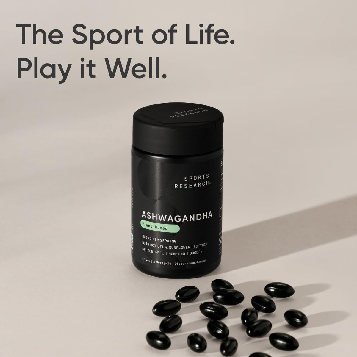 Sports Research® Ashwagandha Softgels with Coconut MCT Oil - Natural Adaptogen Made with Shoden® Ashwa for Relaxation, Calm & Sleep Support - Gluten Free & Vegan Friendly - 60 Count - OzHealthStandard
