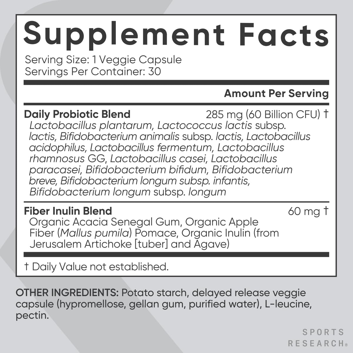 Sports Research Daily Probiotics with Prebiotics, 60 Billion CFU - Vegan Capsules for Gut Health & Digestive Support, Probiotics for Women & Men - OzHealthStandard